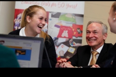 Pupils with Minister for ed