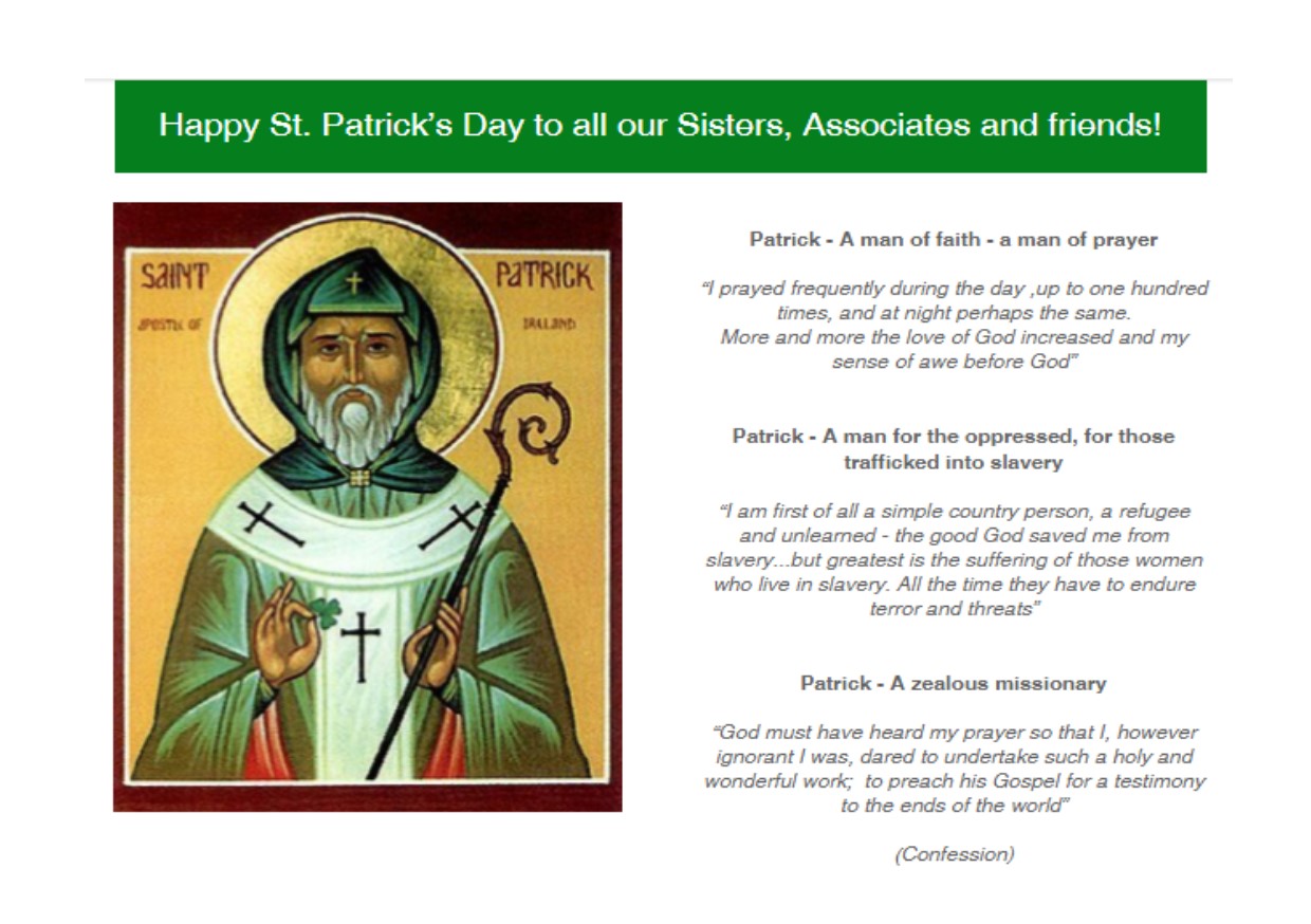 Read more about the article Happy St Patrick’s Day to all our Sisters, Associates and friends!